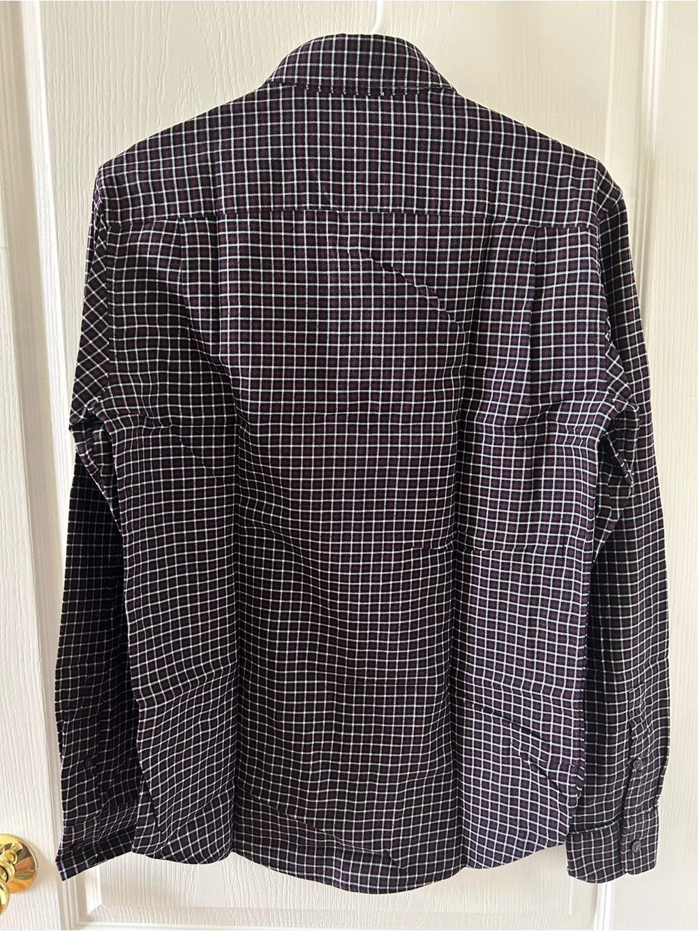 Club Monaco Slim Fit Button Down Shirt Burgundy Check Size S Fall Preppy - Picture 3 of 4